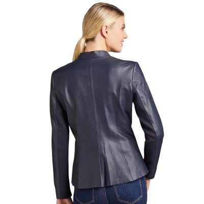 Blue Leather Blazers For Women