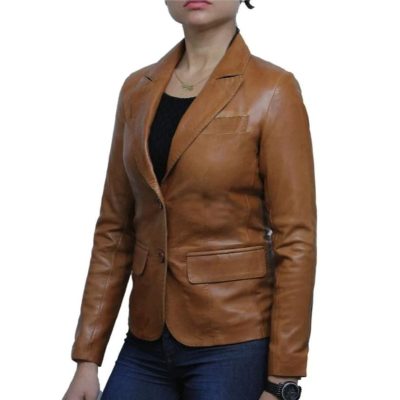 Brown Leather Blazers For Women