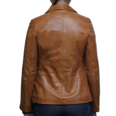 Brown Leather Blazers For Women