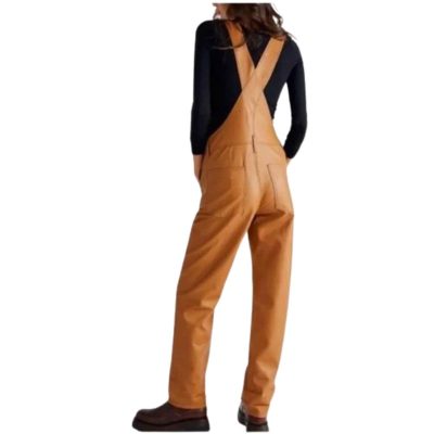 Brown Leather Overall For Women