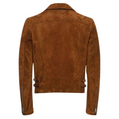 Brown Zipper Style Suede Jacket