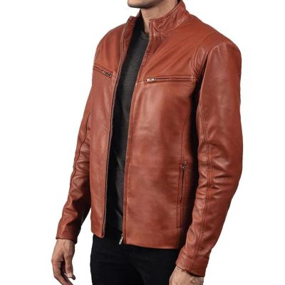 Men's Zipper Style Leather Jacket