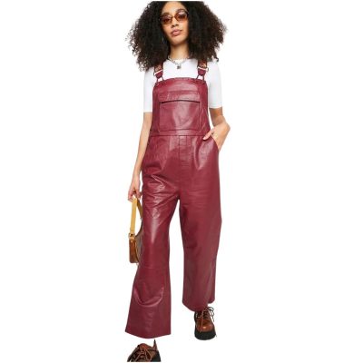 Red Leather Overall For Women