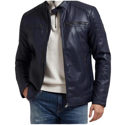 Navy Mens Leathe Jacket