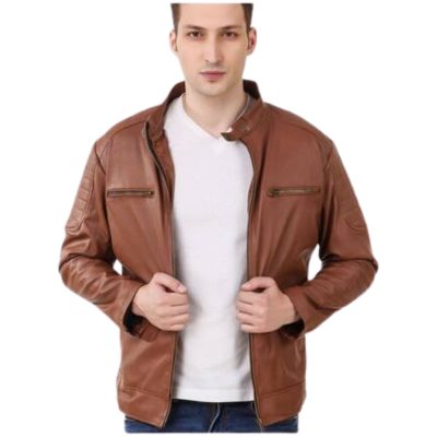Rustic Brown Mens Leather Biker Jacket