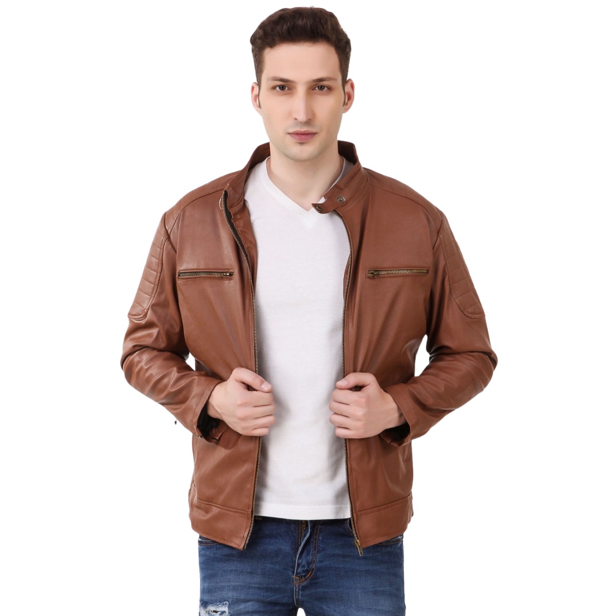 Walnut BrownMens Leather Jacket