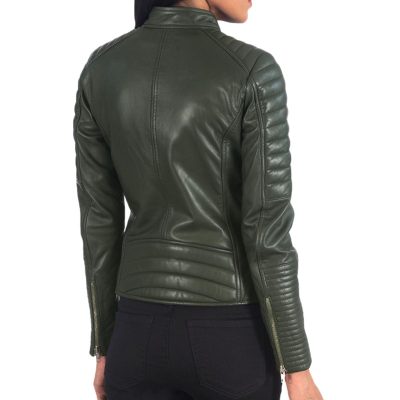 Adalyn Quilted Green Leather Jacket