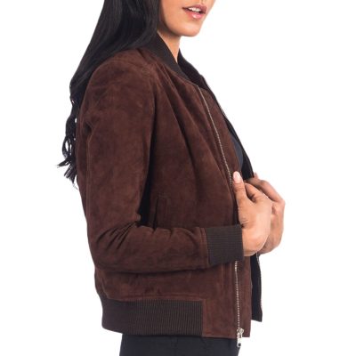 Bliss Brown Suede Bomber Jacket