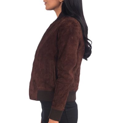 Bliss Brown Suede Bomber Jacket
