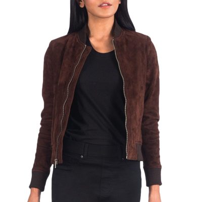 Bliss Brown Suede Bomber Jacket