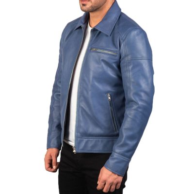 Blue Men's Leather Jacket