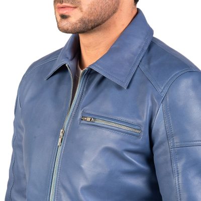 Blue Men's Leather Jacket