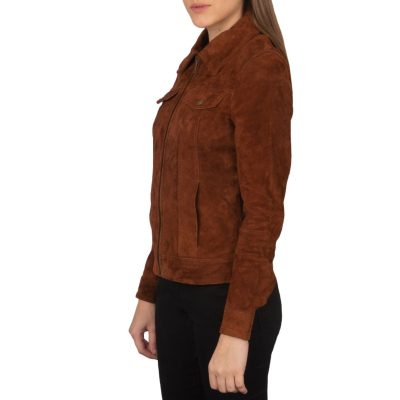Brown Suede Bomber Jacket