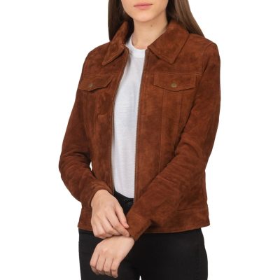 Brown Suede Bomber Jacket