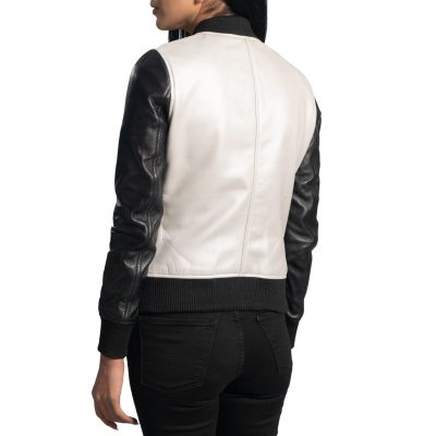 Cole Silver Leather Bomber Jacket