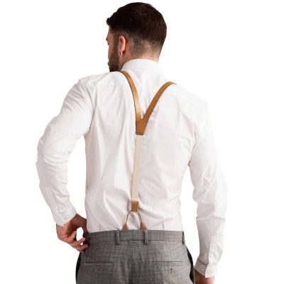 Elegant Gentleman Leather Suspenders