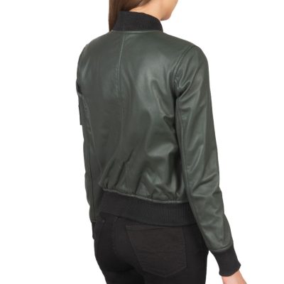 Green Leather Bomber Jacket
