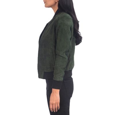 Green Suede Bomber Jacket