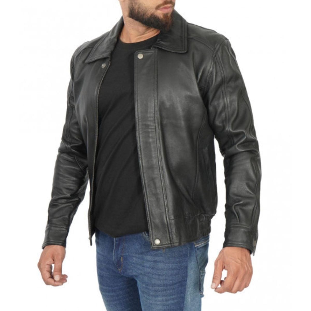 Ionic Black Leather Jacket with A Touch of Modernity