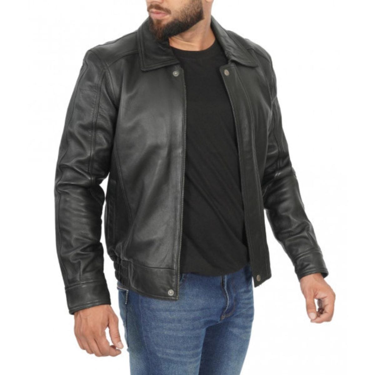 Ionic Black Leather Jacket with A Touch of Modernity