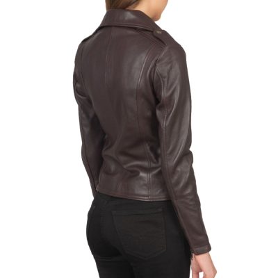 Maroon Leather Biker Jacket