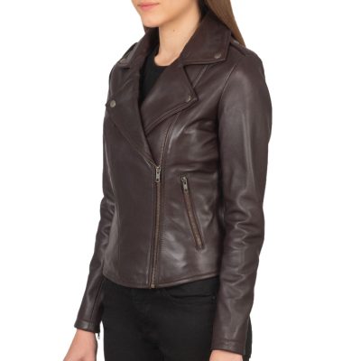 Maroon Leather Biker Jacket