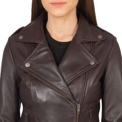 Maroon Leather Biker Jacket