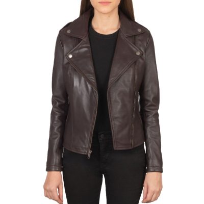 Maroon Leather Biker Jacket