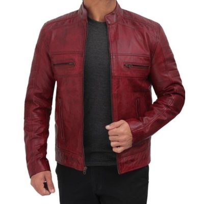 Maroon Men's Leather Jacket