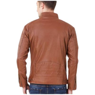 men brown leather jacket