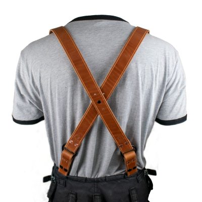 Men Brown Leather Suspender