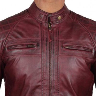 Men Maroon Leather Jacket