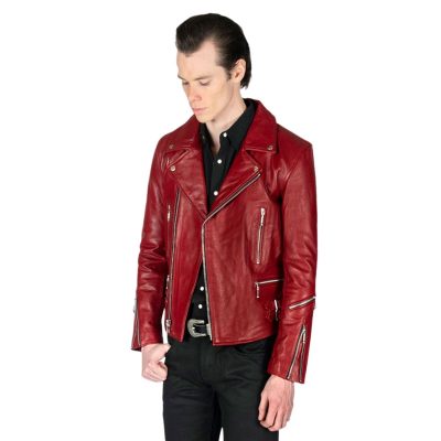 Men Red Leather Jacket