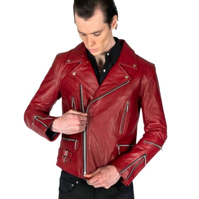 Men Red Leather Jacket