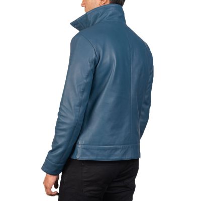 Men's Blue Leather Jacket