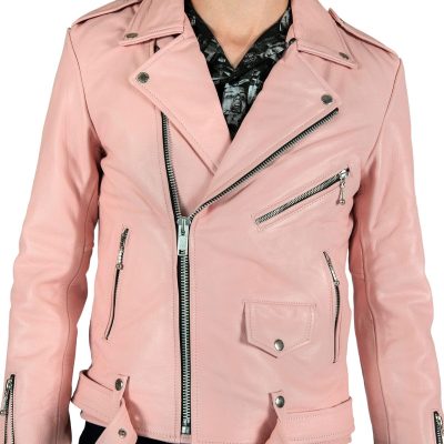 Men's Pink Leather Jacket