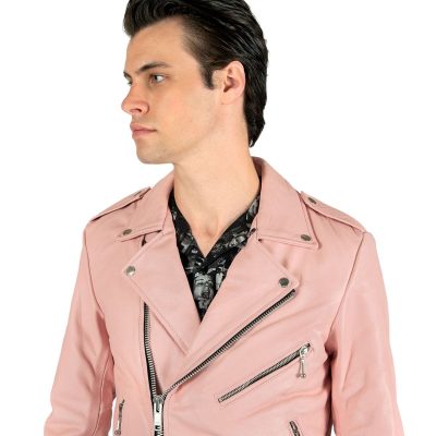 Men's Pink Leather Jacket