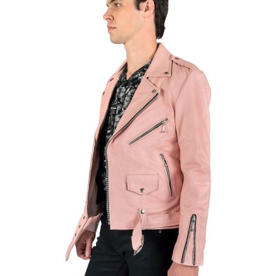 Men's Pink Leather Jacket