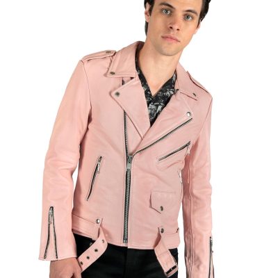 Men's Pink Leather Jacket