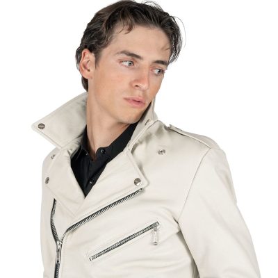 White Leather Jacket Men's