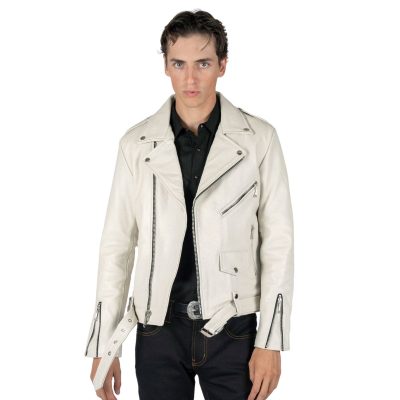 White Leather Jacket Men's
