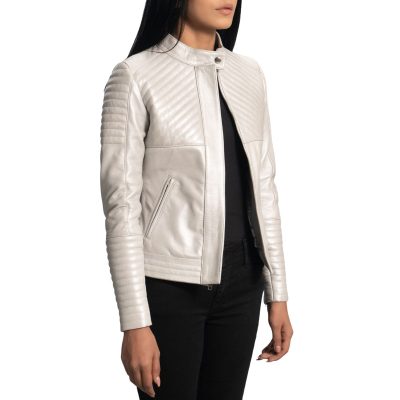 White Quilted Leather Jacket
