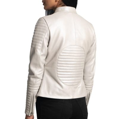 White Quilted Leather Jacket