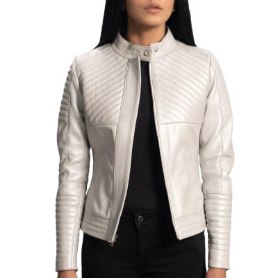 White Quilted Leather Jacket