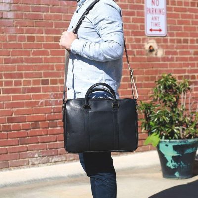 Black Leather Messenger Bag