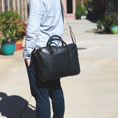 Black Leather Messenger Bag