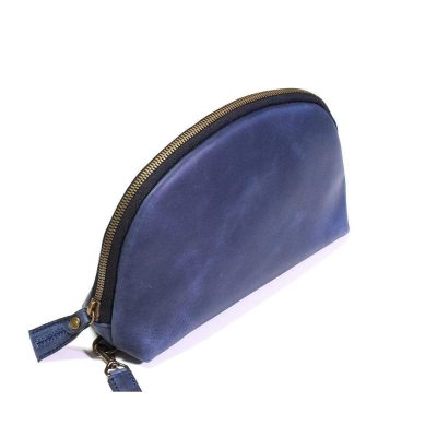 Blue Leather Pouch For Men