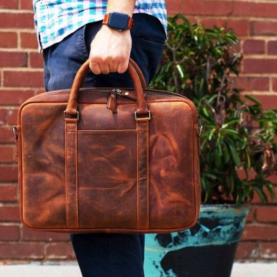 Rustic Elegance Leather Messenger Bag