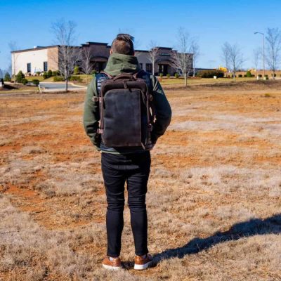 Genuine Men Leather Backpack