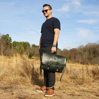 Verdant Express Leather Messenger Bag